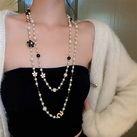 chanel long pearl necklace dupe|chanel pearl necklace for sale.